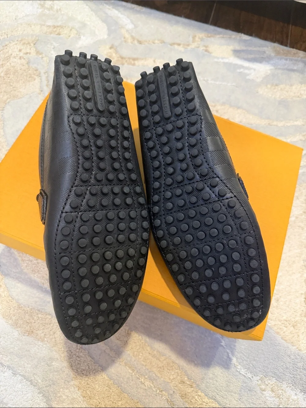 Louis Vuitton Black Damier leather LV Loafers 9